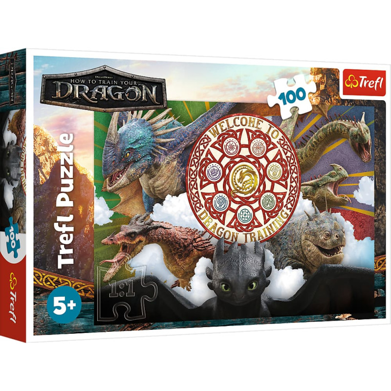 Trefl 16524 Puzzle 100 Smoki w akcji