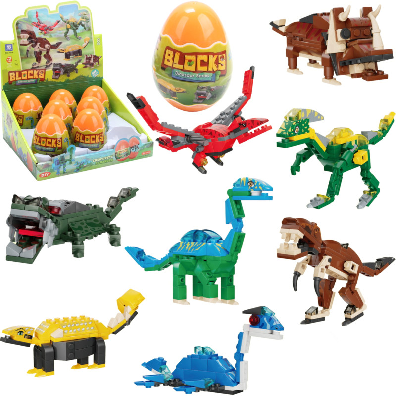 KLOCKI DINOZAURY W JAJKU +50 ELEMENTÓW