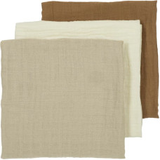 Meyco Baby muslīnu autiņu komplekts Offwhite/Sand/Toffee (3 gab., 70x70 cm)