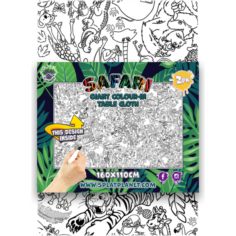 Splat Planet colour-in tablecloths, Safari, 2 pcs.