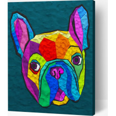 Splat Planet clay painting, French Bulldog 30x40 cm