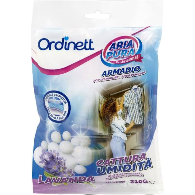 Ordinett moisture absorber for wardrobe with crystals, 210 g, lavender scent