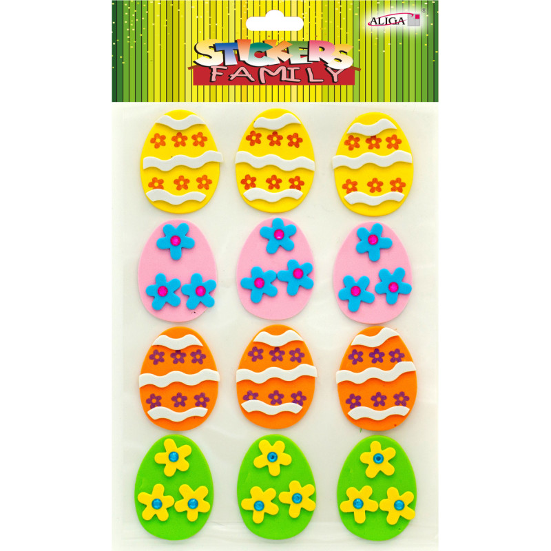 Easter Stickers - Eggs, 12 pcs, 5 cm