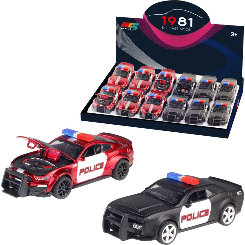 Police car, metal, opening hood