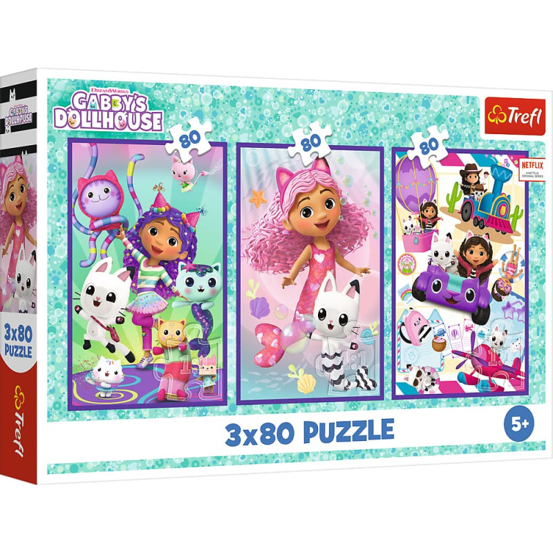 Trefl 34882 Puzzle 3x80 Gabby’s Colorful Days