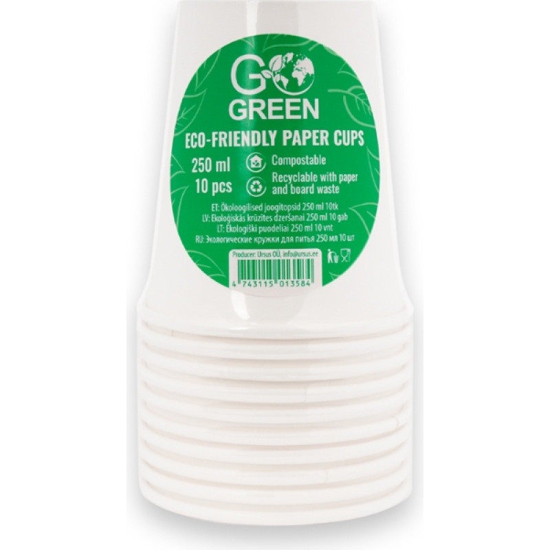 Gogreen Glāzes ekoloģiskās Go Green 250ml 10 gab. baltas