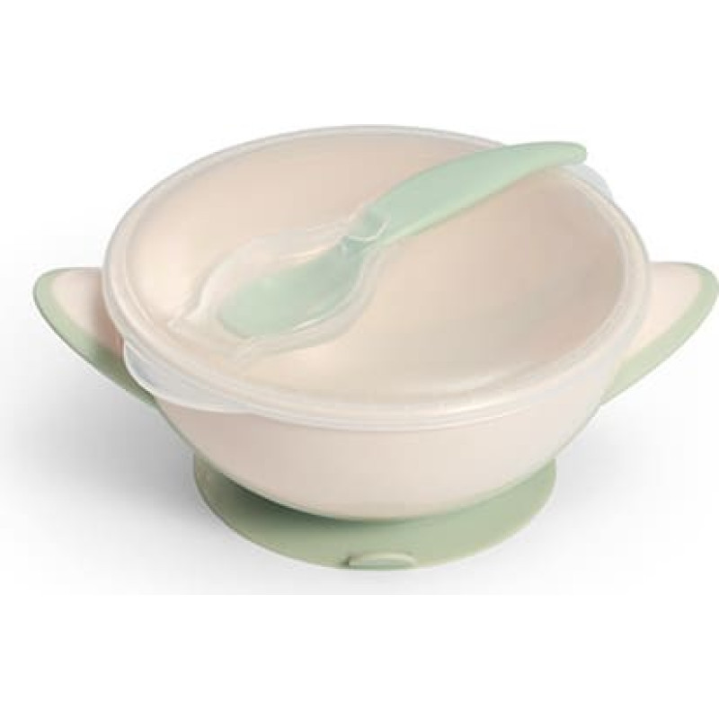 Babyono 1063/07 suction cup bowl with spoon – cream/sage