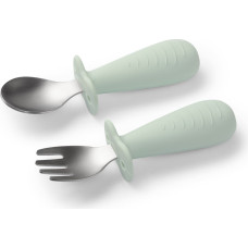 Babyono stainless steel spoon and fork green 1665/03