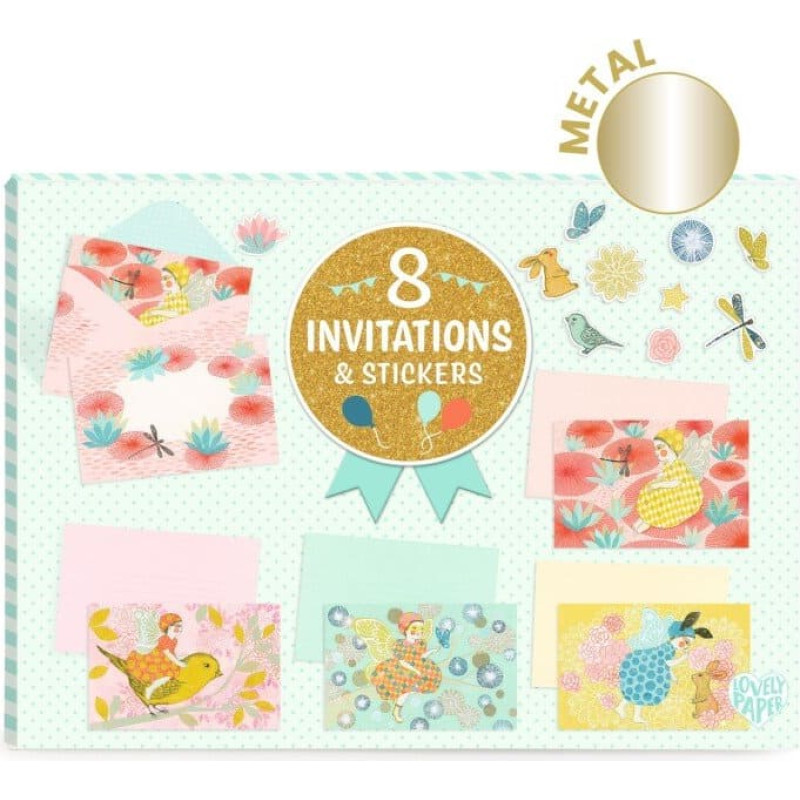 Djeco Invitation cards - Fairies for a day