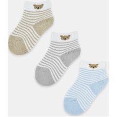 Noviti SF025-B-01 Skarpety chłopięce z puszystym ściągaczem miś mix 6-12m