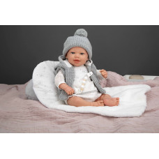 Arias Reborn doll with gray clothing, 45 cm
