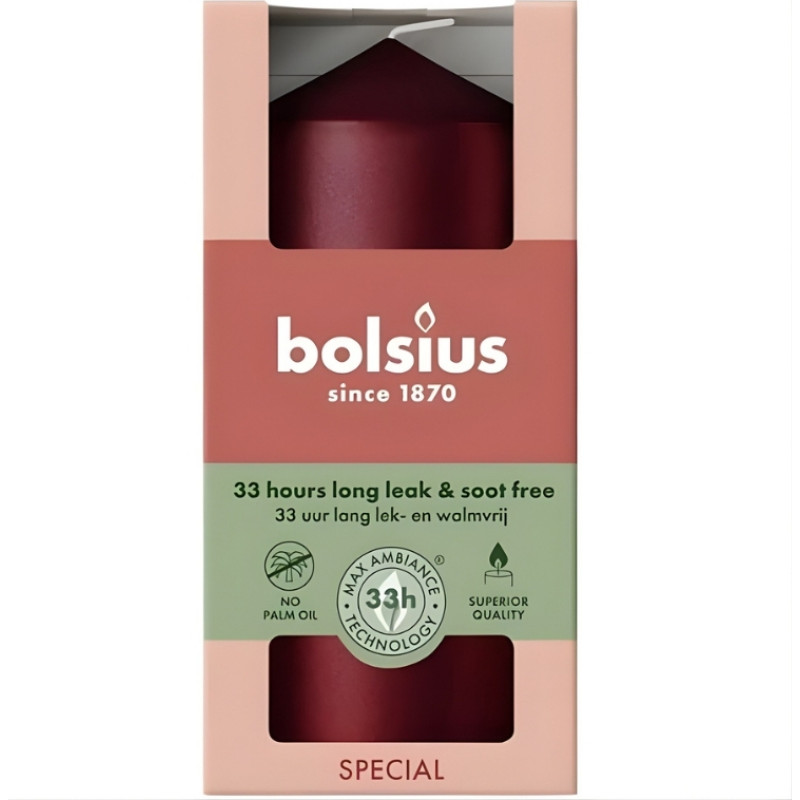 Bolsius Svece cilindrs &Oslash;120x58mm metāliski sarkana