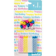 Bolsius Kūkas sveces ar turētājiem 12gab. daudzkrāsainas