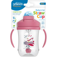 Dr.browns TC91011 Kubek Pierwsza Słomka  270ml r&oacute;żowy Kr&oacute;lik +6m