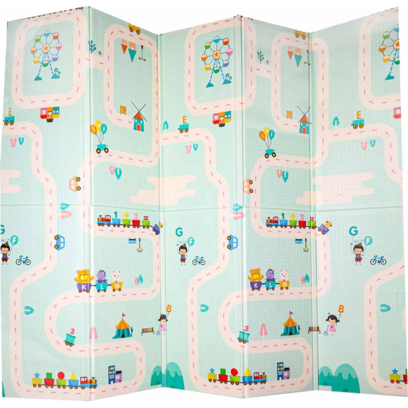 Educational Double-sided Folding Foam Play Mat PANDA STREET 180 x 200 cm