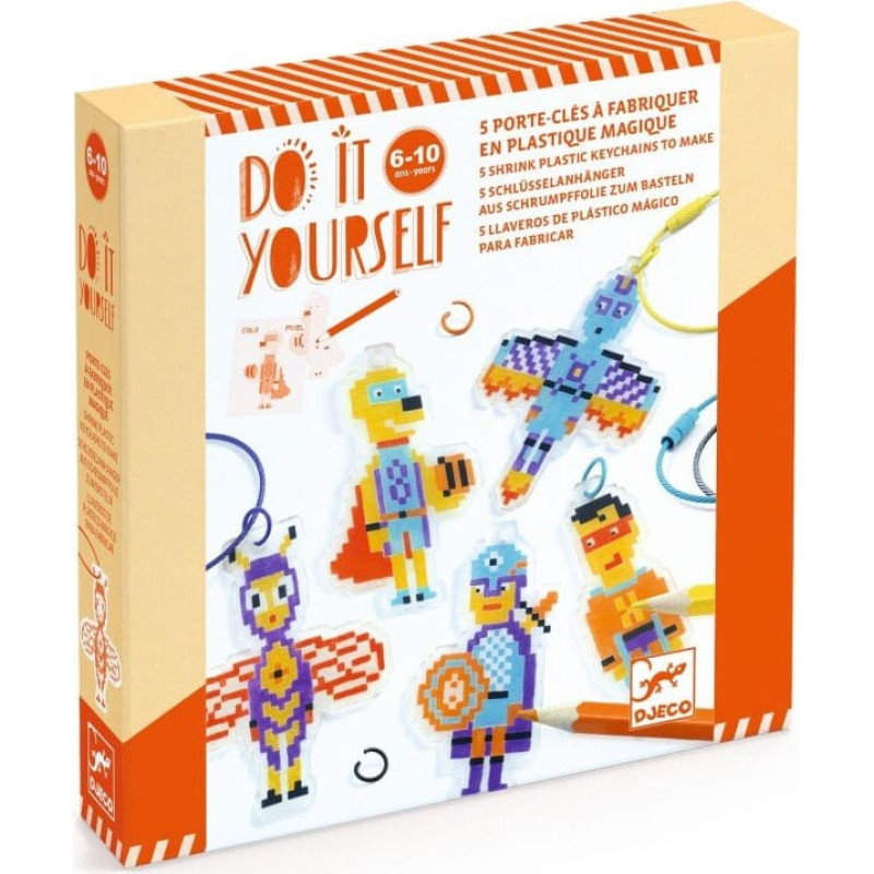 Djeco DIY - Shrink Plastic - Pixel Art Heroes