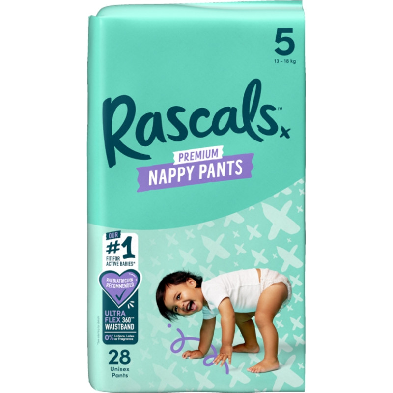 Rascal And Friends RASCALS autiņbiksītes-biksītes, 5 izmērs, 13-18 kg., 28 gab.