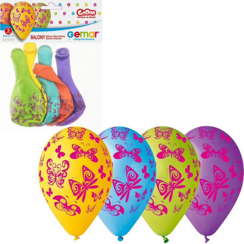 BALONY PASTELOWY MOTYLE 5 SZTUK