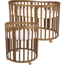 7-in-1 Oval Baby Crib with Mattress Vintage, WALDIN