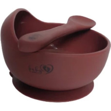 Baby In World BABY 01565 Miska silikonowa z przyssawką i łyżeczką Elderberry