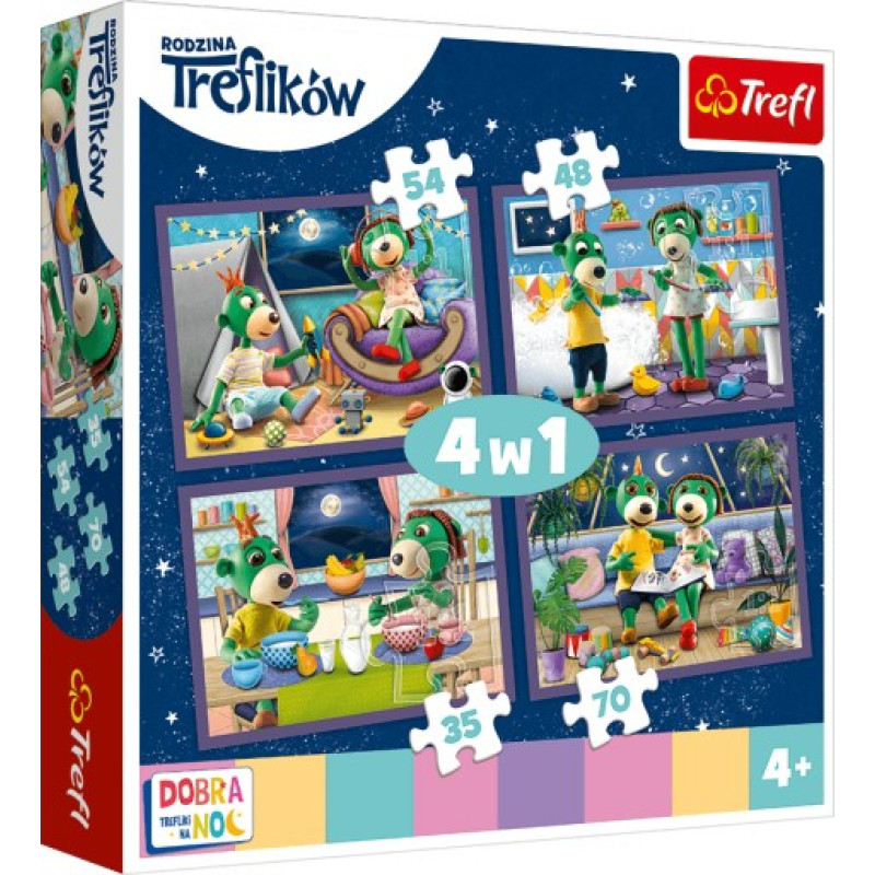 Trefl 34370 Puzzle 4w1 Wieczorne rytuały Treflików*