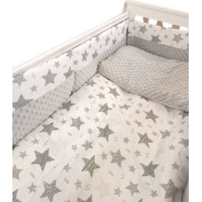 Ankras Bedding set - 6  parts - 120/90/360 - MINKY/GREY - NEW STARS / GREY