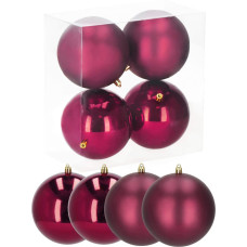 Springos Christmas baubles Springos CA1185 4 pcs holiday decorations pendants 12 cm burgundy