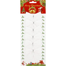 Springos Christmas bows for the tree Springos CA1308 6 pcs glitter ornaments white