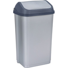 Keeeper Trash Bin with Swing Lid 50L Swantje 38.5x29x66 cm Light Silver Color