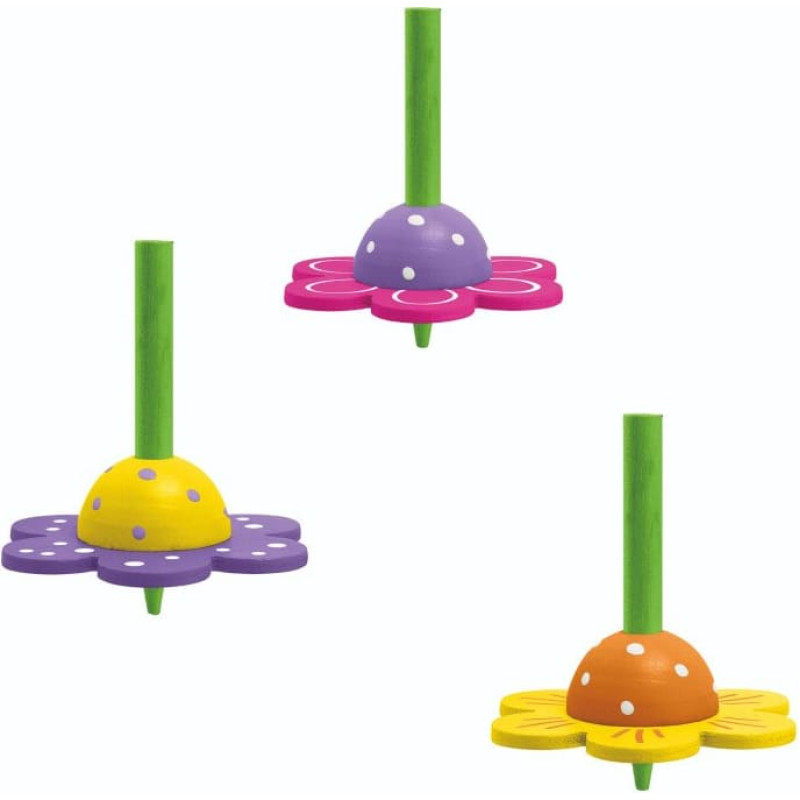 Trendhaus Good Feelings HF - Wooden spinning top - Flower (1 pc., 3 designs)