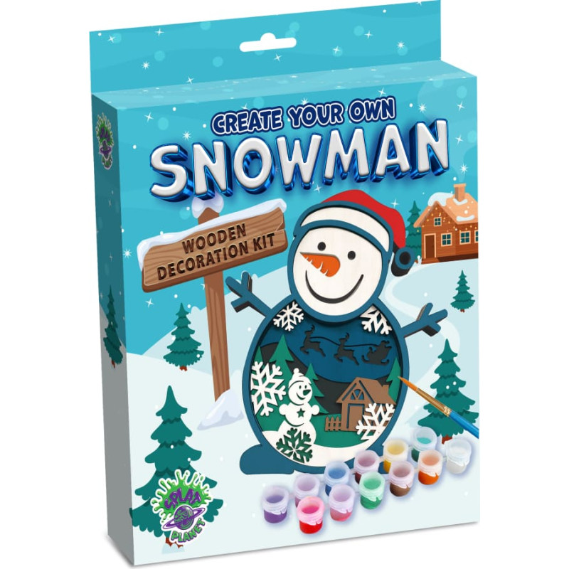 Splat Planet 3D wood art, Snowman