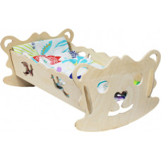 Other Cradle for doll - 5232 - wooden - BIG - NATURAL - mix color of bedding set