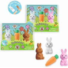 Trendhaus Capybara Spring - Eraser set - Carrot & rabbits (3 pcs., 2 designs)