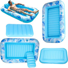 Piepūšamais peldvietu matracis, sauļošanās krēsls ar spilvenu zils
