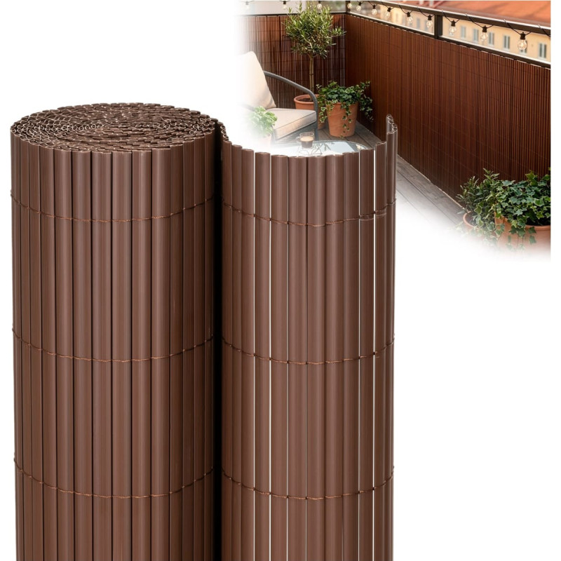 Springos PVC cover masking 400x100 cm mat for balcony, terrace, fence, brown