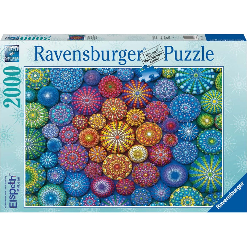 Ravensburger Puzzle Radiating Rainbow Mandalas 2000 Pc 17134