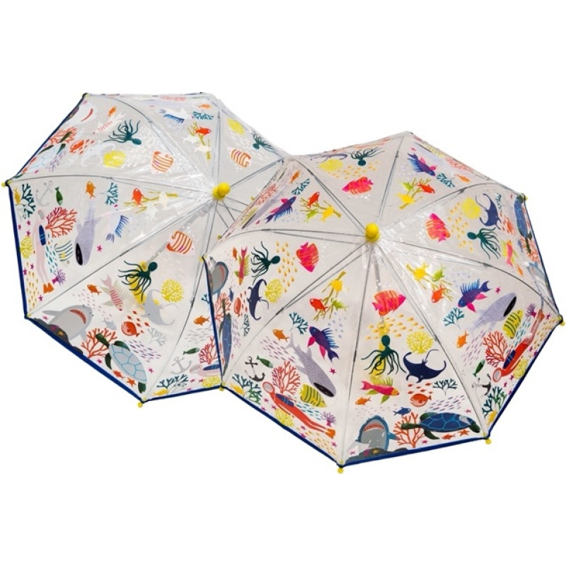 Floss & Rock Colour Changing Umbrella - Deep Sea, transparent