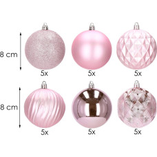 Springos Christmas baubles Springos CA0875 30 pcs pink 8 cm set