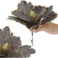 Springos Bethlehem star, artificial flower with clip Springos CA1229 gray-gold with glitter