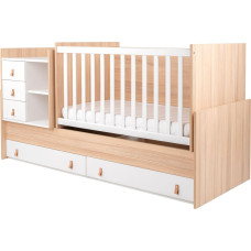 KIKKABOO Chipboard multifunctional baby cot Lorena Wood