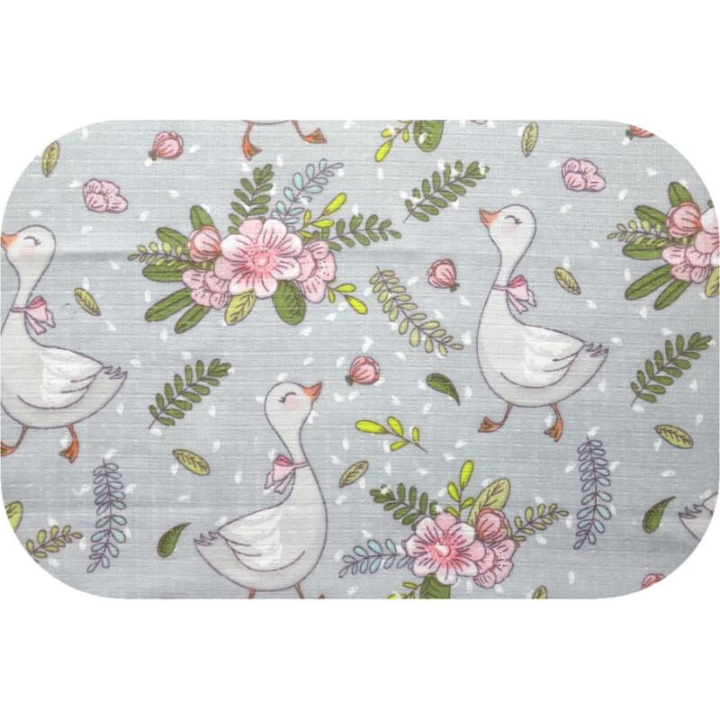 Ega Kids Diaper - 29330 - TETRA PRINT - EGA - GOSSE & FLOWERS - GREY -  size 70x80 cm