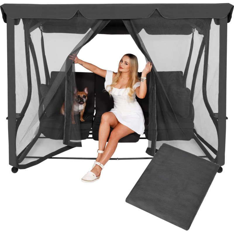 Springos Mosquito net for garden swing Springos GS0026M, height 165 cm, grey