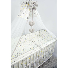 Ankras Bedding set - 6  parts - 120/90/360 - STARS - GREY