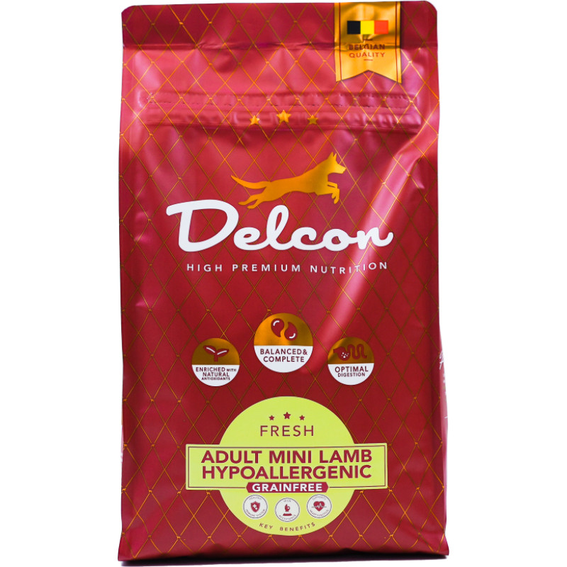 Delcon Grainfree food for small breed dogs with allergies MINI HYPOALLERGENIC with lamb / 3 kg