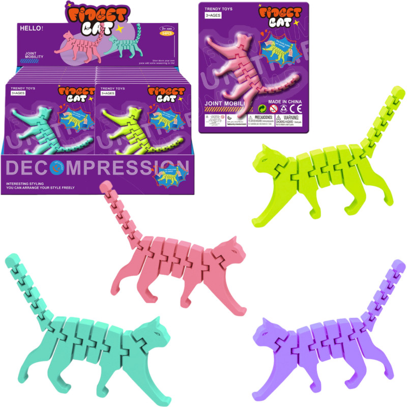 KOT RUCHOME SEGMENTY 3D FIDGET 4 KOLORY