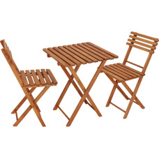 Springos Set of wooden garden furniture for the balcony, foldable set, table and 2 chairs, impregnated