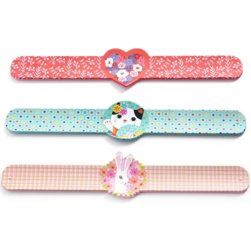 Djeco Slap bracelets - Heart, rabbit, cat (1 pc., 3 designs)
