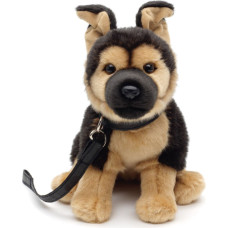 Uni-Toys Plush toy German shepherd sitting, with leash, 26 cm
