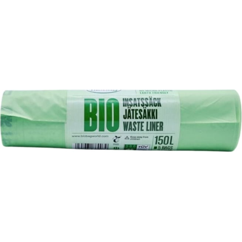 Biobag Atkritumu maisi kompostējami BioBag 125/150L Superline (10 gab. rullī) 35mkr. 68x91cm zaļi