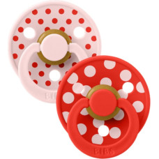 Bibs Collection Colour Round &ndash; Polka Dots Blossom / Candy Apple 0-6m 2pcs